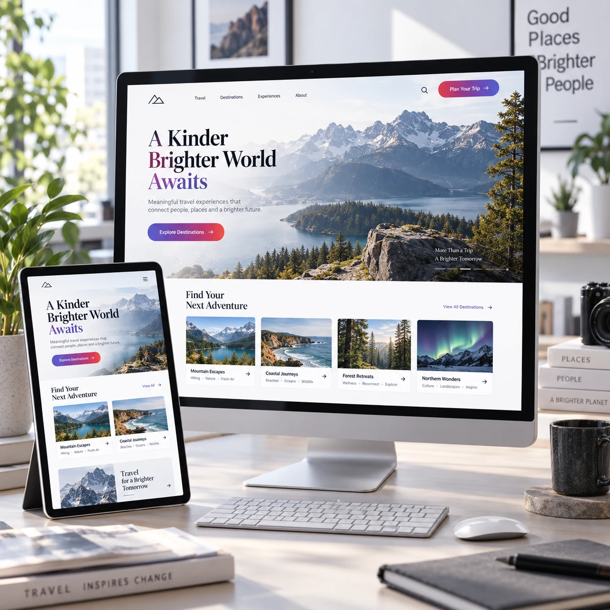 Polished responsive website displayed on desktop and tablet screens